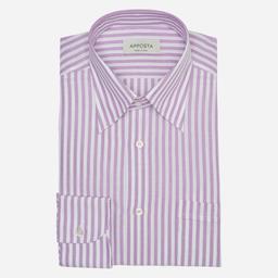 Shirt  striped  violet cotton-linen plain, collar style  hidden button down collar - Product thumbnail image 1 showing different views and angles