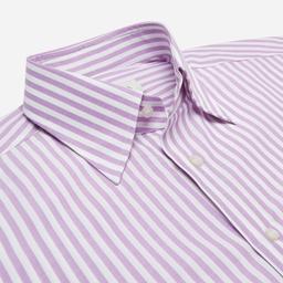 Shirt  striped  violet cotton-linen plain, collar style  hidden button down collar - Product thumbnail image 2 showing different views and angles