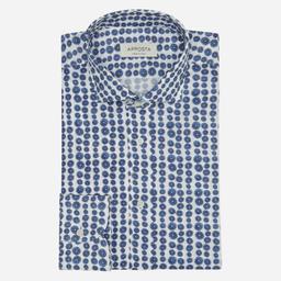 Shirt  textures  navy blue cotton mock leno double twisted, collar style  updated spread collar with short points - Product thumbnail image 1 showing different views and angles