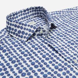 Shirt  textures  navy blue cotton mock leno double twisted, collar style  updated spread collar with short points - Product thumbnail image 2 showing different views and angles