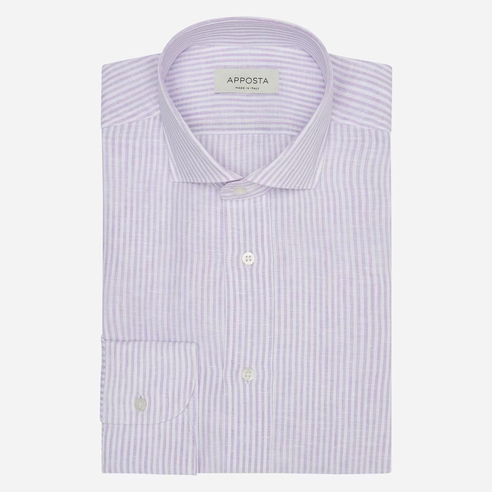 Shirt  striped  violet linen plain, collar style  updated spread collar with short points - Apposta Clothing product
