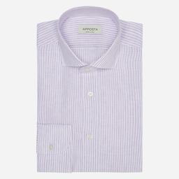 Shirt  striped  violet linen plain, collar style  updated spread collar with short points - Product thumbnail image 1 showing different views and angles