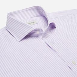 Shirt  striped  violet linen plain, collar style  updated spread collar with short points - Product thumbnail image 2 showing different views and angles