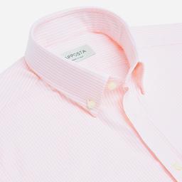Shirt  striped  pink cotton oxford supima cotton, collar style  small button-down collar - Product thumbnail image 2 showing different views and angles