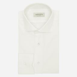 Shirt  solid  white cotton denim, collar style  updated spread collar with short points - Product thumbnail image 1 showing different views and angles