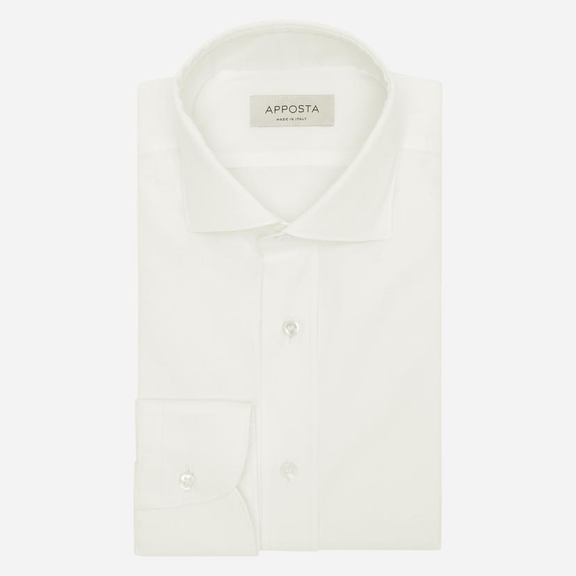 Shirt  solid  white cotton denim, collar style  updated spread collar with short points - Product image