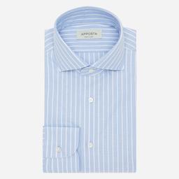Shirt  striped  light blue cotton oxford double twisted supima cotton, collar style  lower spread collar - Product thumbnail image 1 showing different views and angles