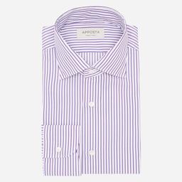 Shirt  striped  violet cotton twill, collar style  semi-spread collar - Product thumbnail image 1 showing different views and angles