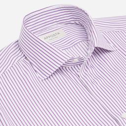 Shirt  striped  violet cotton twill, collar style  semi-spread collar - Product thumbnail image 2 showing different views and angles