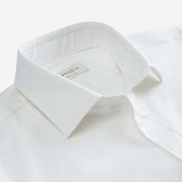 Shirt  solid  white stretch cotton poplin, collar style  updated straight point collar with short points - Product thumbnail image 2 showing different views and angles