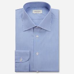 Shirt  striped  navy blue cotton-tencel poplin, collar style  updated spread collar with short points - Product thumbnail image 1 showing different views and angles