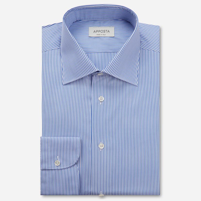 Shirt  striped  navy blue cotton-tencel poplin, collar style  updated spread collar with short points - Product image