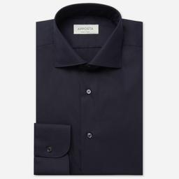 Shirt  solid  navy blue 4-way stretch poplin sensitive, collar style  updated spread collar with short points - Product thumbnail image 1 showing different views and angles