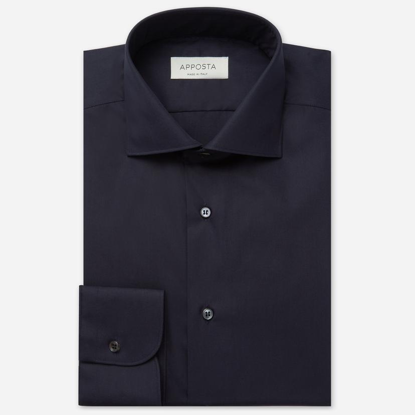 Shirt  solid  navy blue 4-way stretch poplin sensitive, collar style  updated spread collar with short points - Product image