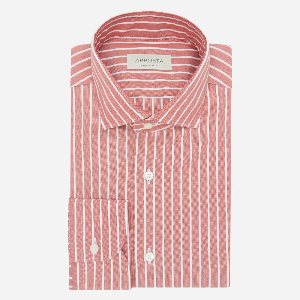 Shirt  striped  red cotton oxford, collar style  updated spread collar with short points - Apposta Clothing product
