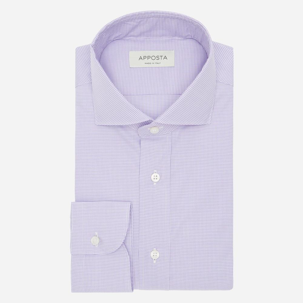 Shirt  small check  violet easy-iron cotton twill, collar style  lower spread collar - Apposta Clothing product