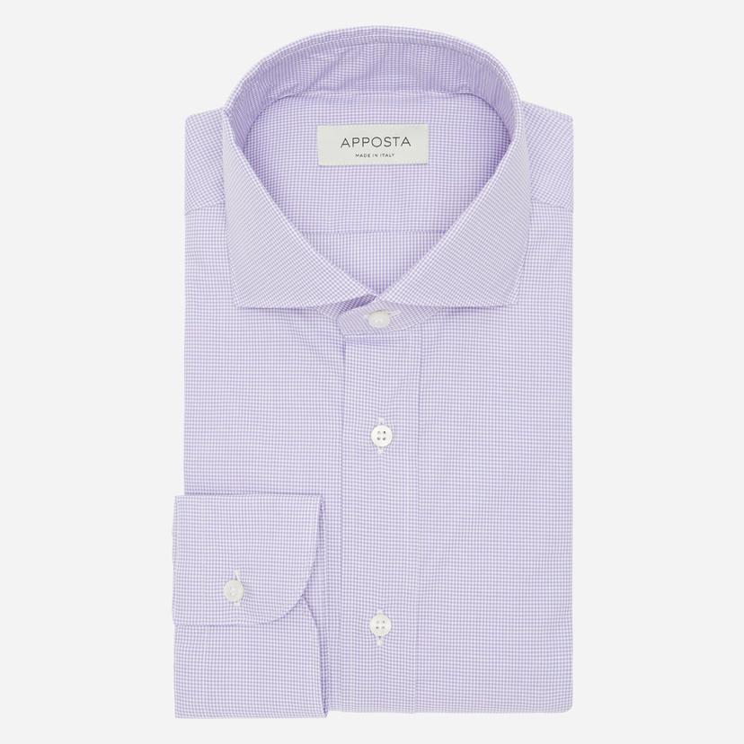 Shirt  small check  violet easy-iron cotton twill, collar style  lower spread collar - Product image