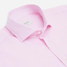 Shirt  solid  pink cotton-linen plain, collar style  updated spread collar with short points - Product thumbnail image 2 showing different views and angles