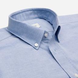 Shirt  solid  navy blue cotton oxford supima cotton, collar style  small button-down collar - Product thumbnail image 2 showing different views and angles