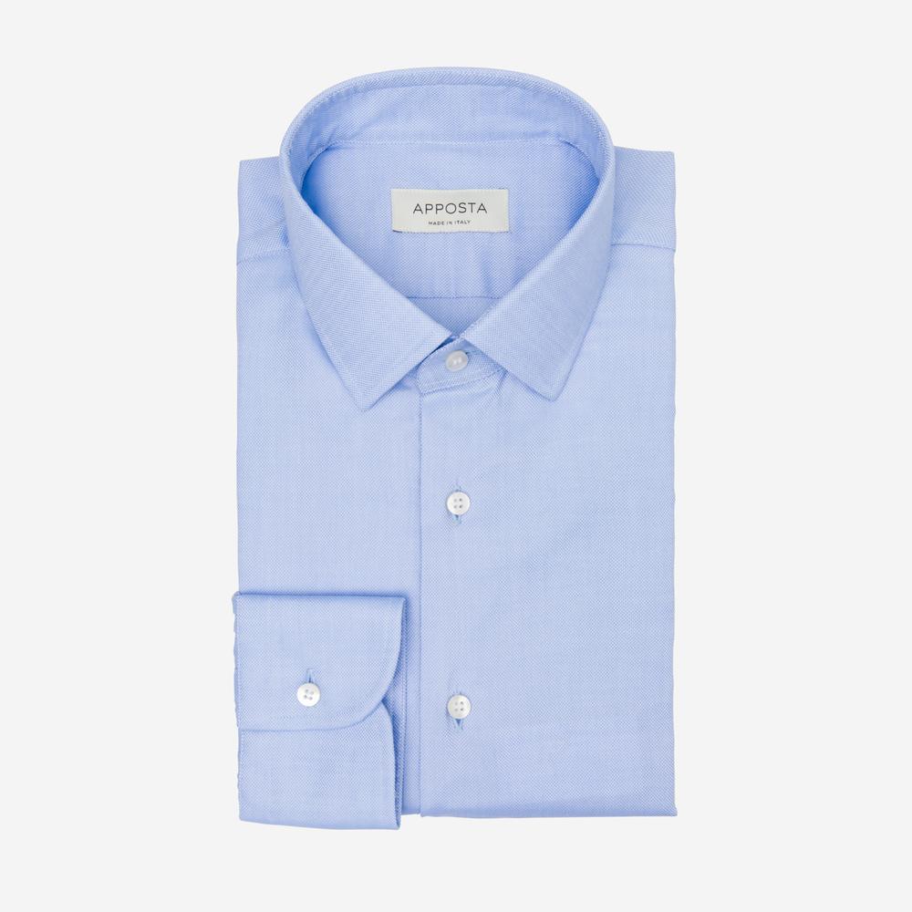 Shirt  solid  light blue wrinkle-free cotton oxford double twisted, collar style  updated straight point collar with short points - High quality product image showing Shirt  solid  light blue wrinkle-free cotton oxford double twisted, collar style  updated straight point collar with short points details and features