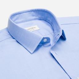 Shirt  solid  light blue wrinkle-free cotton oxford double twisted, collar style  updated straight point collar with short points - Product thumbnail image 2 showing different views and angles