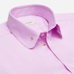Shirt  solid  pink cotton poplin double twisted, collar style  pin collar - Product thumbnail image 2 showing different views and angles