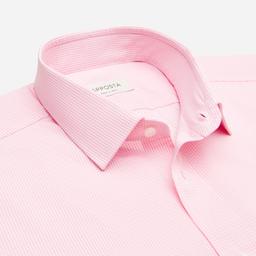 Shirt  small check  pink cotton plain double twisted, collar style  updated straight point collar with short points - Product thumbnail image 2 showing different views and angles