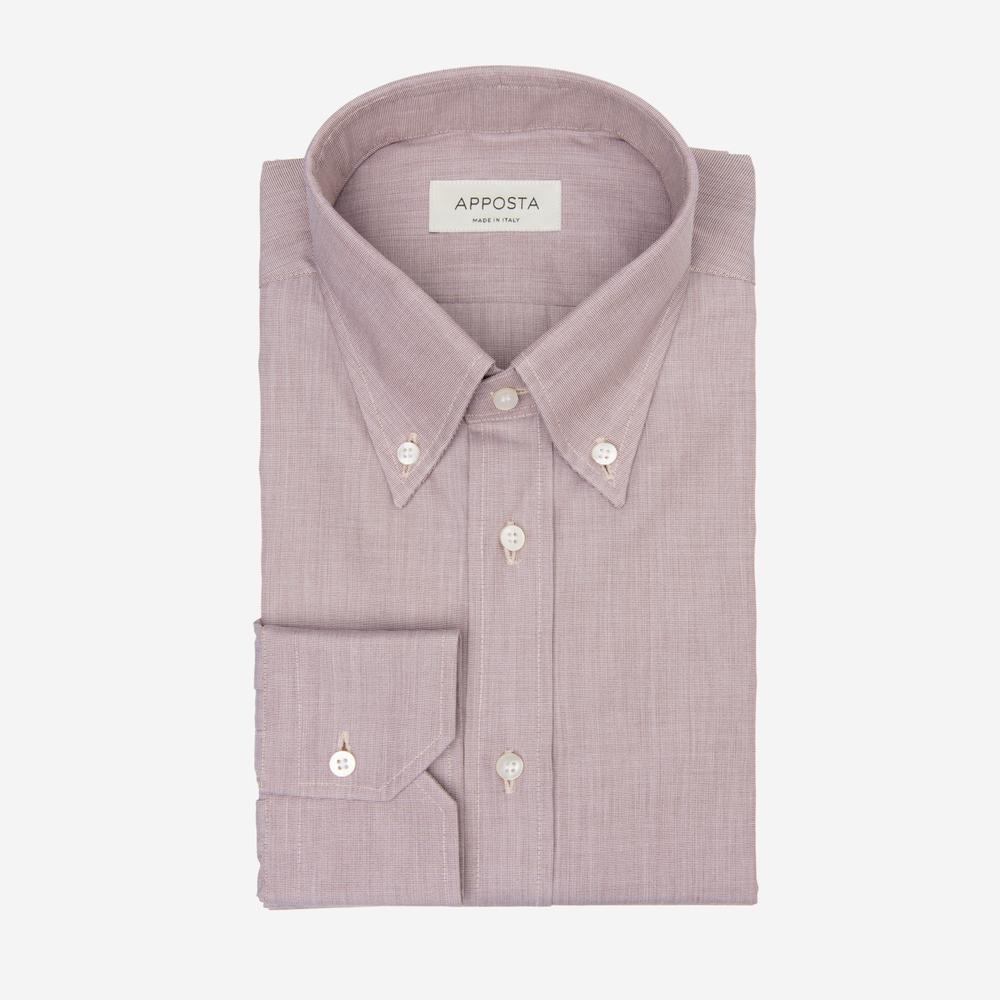 Shirt  solid  brown cotton fil-à-fil, collar style  button-down collar - Apposta Clothing product