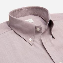 Shirt  solid  brown cotton fil-à-fil, collar style  button-down collar - Product thumbnail image 2 showing different views and angles