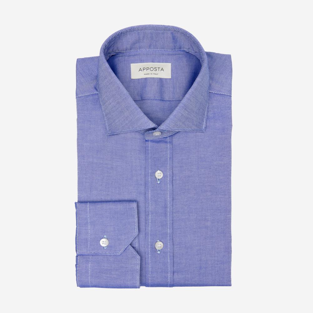 Shirt  solid  navy blue cotton oxford, collar style  updated spread collar with short points - Apposta Clothing product