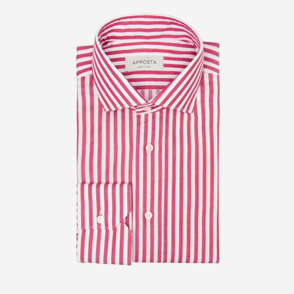Shirt  striped  red stretch cotton twill, collar style  updated spread collar with short points - Apposta Clothing product