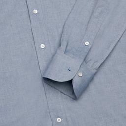 Shirt  solid  navy blue flannel pinpoint oxford double twisted, collar style  updated straight point collar with short points - Product thumbnail image 2 showing different views and angles