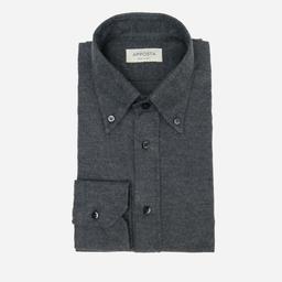 Shirt  solid  black flannel oxford double twisted, collar style  button-down collar - Product thumbnail image 1 showing different views and angles