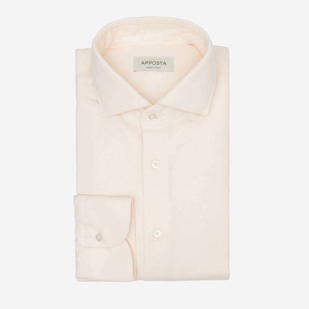 Shirt  solid  white flannel twill double twisted, collar style  updated spread collar with short points - Apposta Clothing product