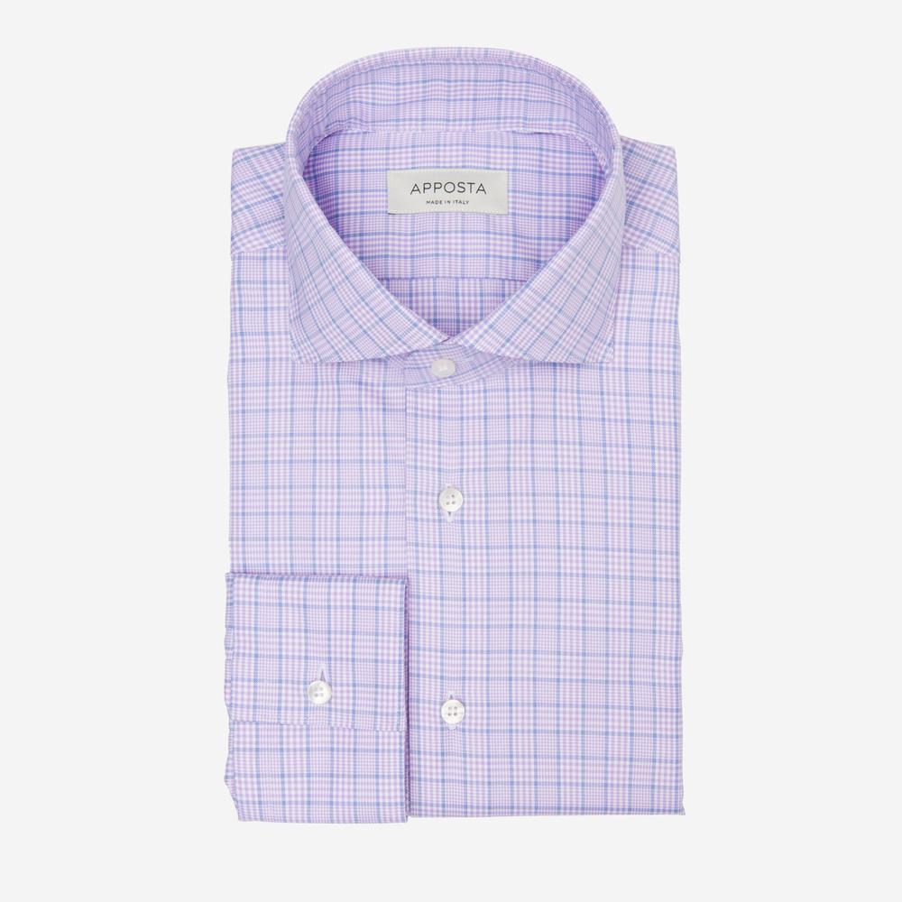 Shirt  prince of wales check  violet cotton twill double twisted giza 45, collar style  lower spread collar - Apposta Clothing product