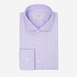 Shirt  prince of wales check  violet cotton twill double twisted giza 45, collar style  lower spread collar - Product thumbnail image 1 showing different views and angles