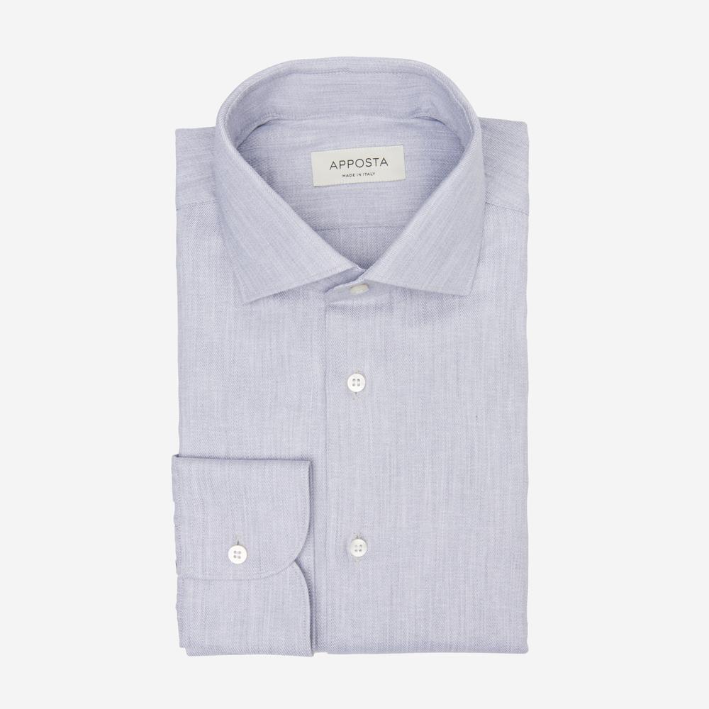 Shirt  solid  grey recycled cotton twill, collar style  updated spread collar with short points - Apposta Clothing product
