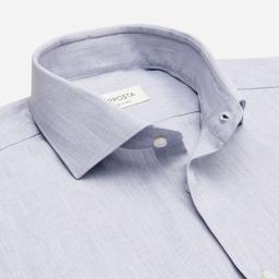 Shirt  solid  grey recycled cotton twill, collar style  updated spread collar with short points - Product thumbnail image 2 showing different views and angles