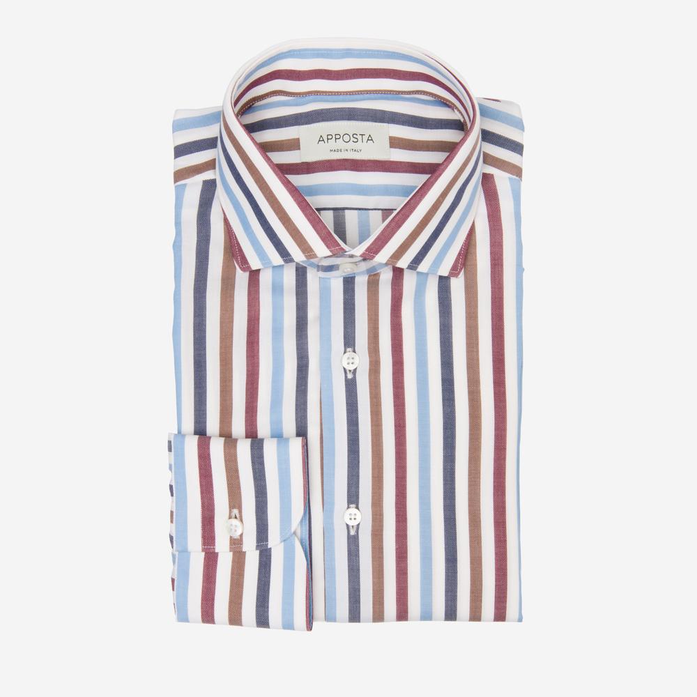 Shirt  striped  multi cotton-wool twill, collar style  updated spread collar with short points - High quality product image showing Shirt  striped  multi cotton-wool twill, collar style  updated spread collar with short points details and features
