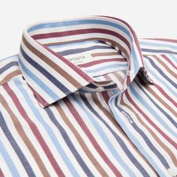 Shirt  striped  multi cotton-wool twill, collar style  updated spread collar with short points - Product thumbnail image 2 showing different views and angles