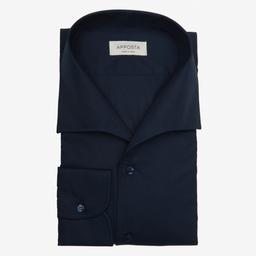 Shirt  solid  navy blue cotton poplin double twisted giza 45, collar style  one piece collar - Product thumbnail image 1 showing different views and angles