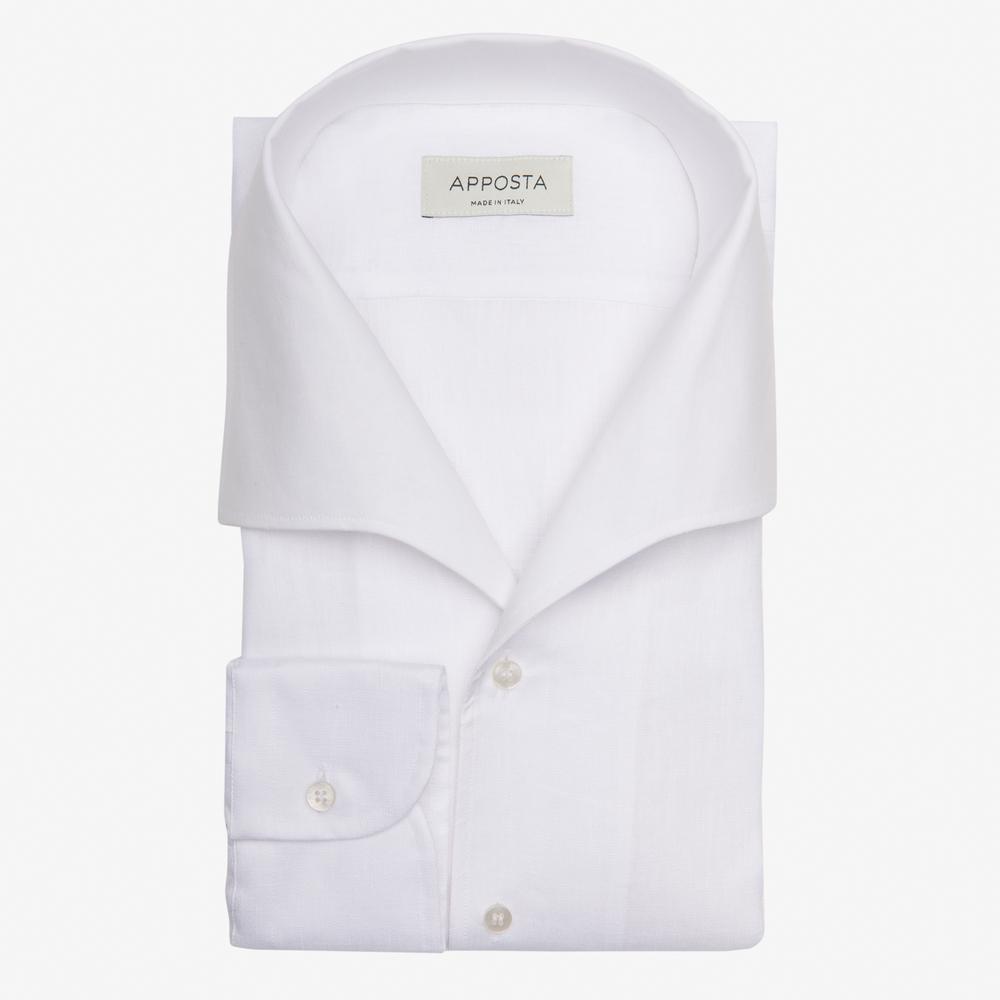 Shirt  solid  white cotton mock leno double twisted supima cotton, collar style  one piece collar - Apposta Clothing product