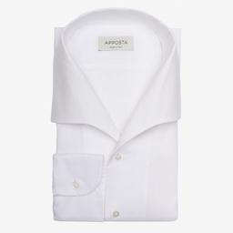 Shirt  solid  white cotton mock leno double twisted supima cotton, collar style  one piece collar - Product thumbnail image 1 showing different views and angles