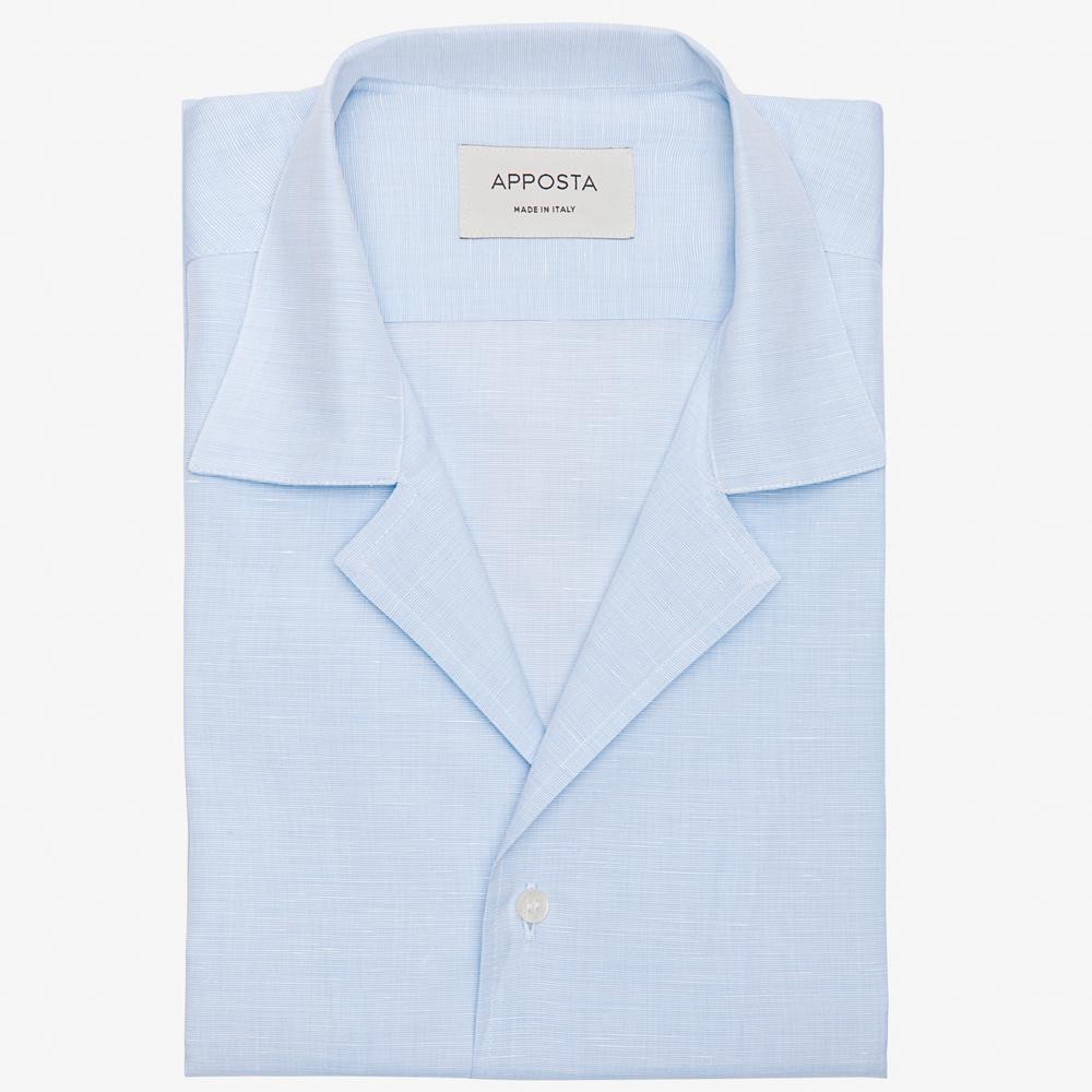 Shirt  solid  light blue cotton-linen plain, collar style  camp collar - Apposta Clothing product