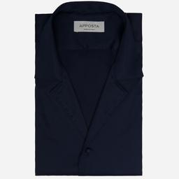 Shirt  solid  navy blue stretch poplin, collar style  camp collar - Product thumbnail image 1 showing different views and angles