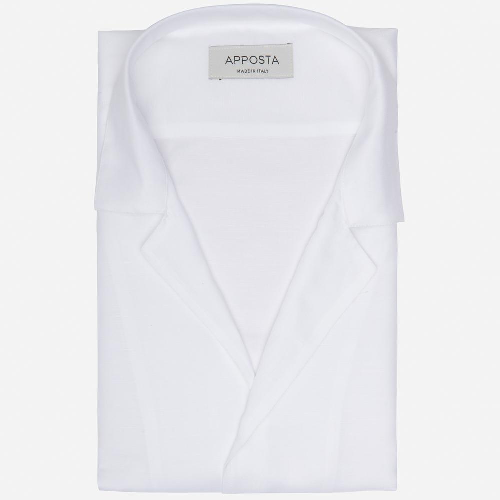 Shirt  solid  white cotton-linen plain, collar style  camp collar - High quality product image showing Shirt  solid  white cotton-linen plain, collar style  camp collar details and features