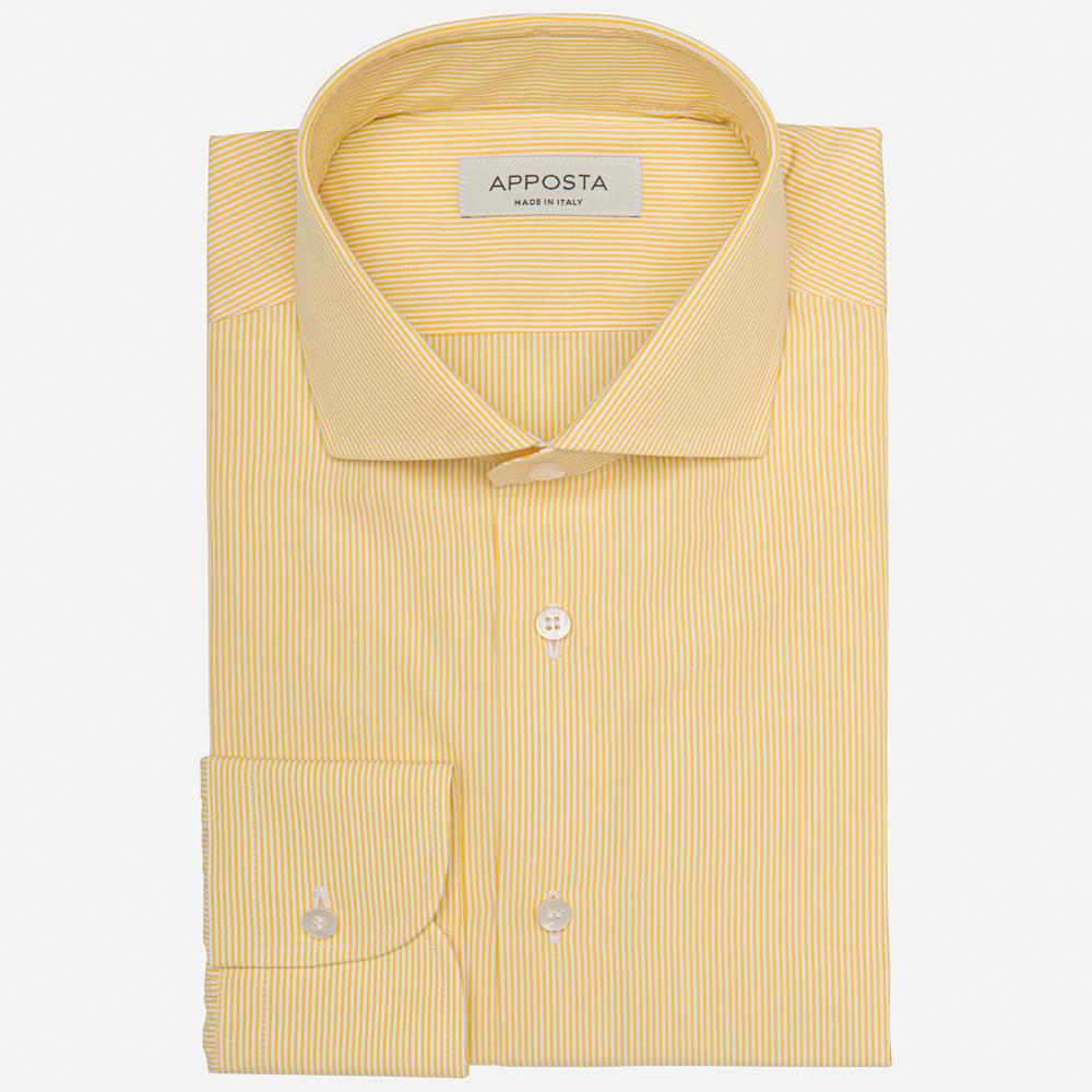 Shirt  striped  yellow cotton plain, collar style  updated spread collar with short points - Apposta Clothing product