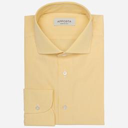 Shirt  striped  yellow cotton plain, collar style  updated spread collar with short points - Product thumbnail image 1 showing different views and angles