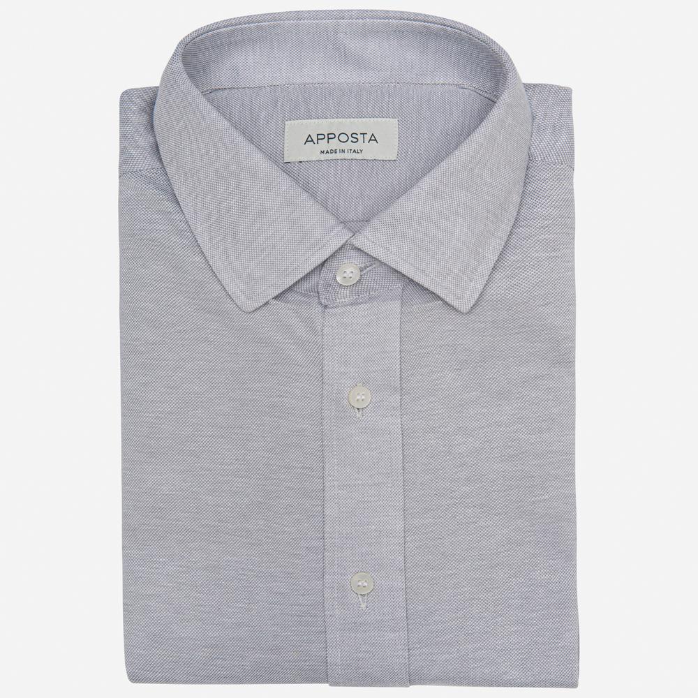 Shirt  solid  grey cotton jersey, collar style  updated straight point collar with short points - High quality product image showing Shirt  solid  grey cotton jersey, collar style  updated straight point collar with short points details and features