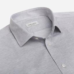 Shirt  solid  grey cotton jersey, collar style  updated straight point collar with short points - Product thumbnail image 2 showing different views and angles